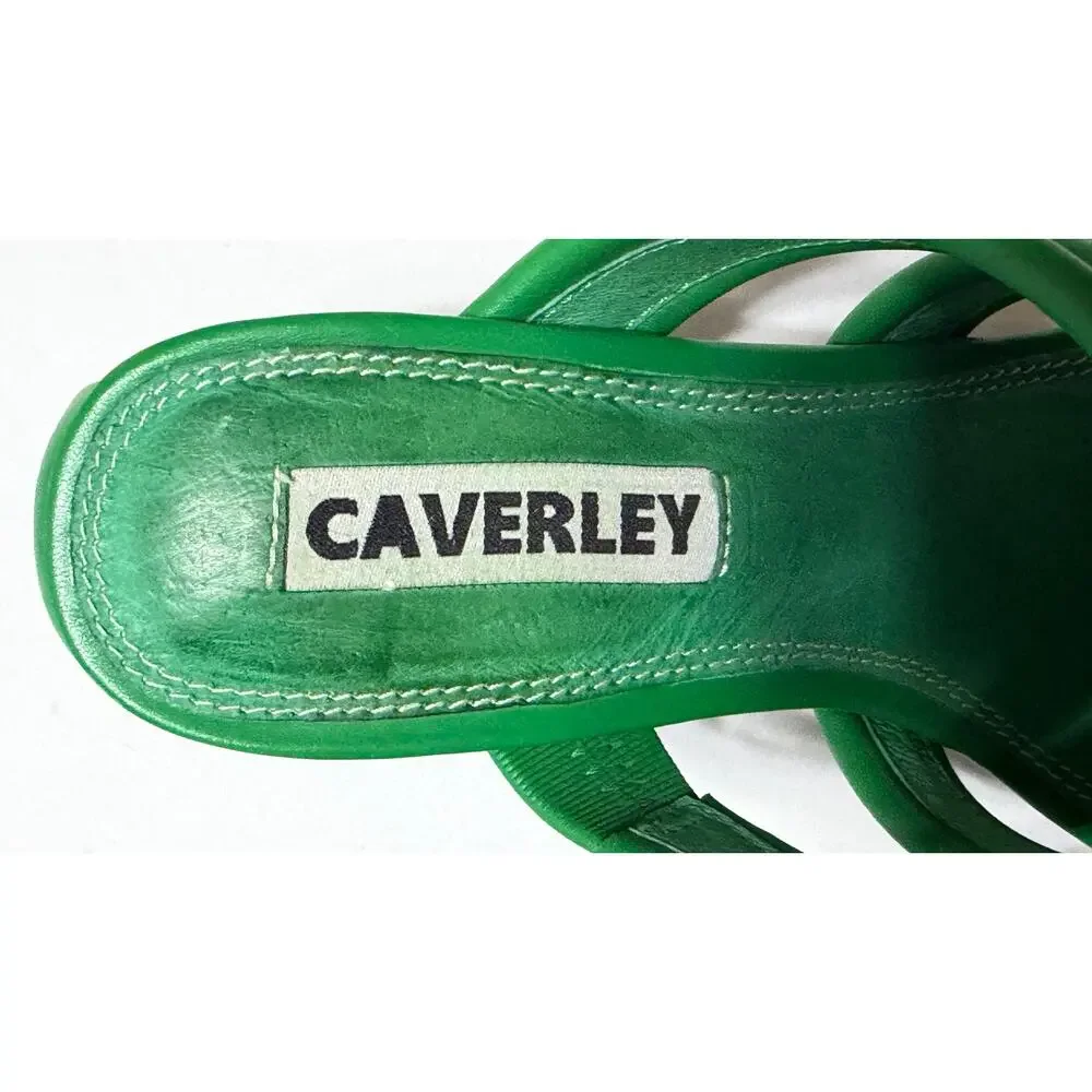 Caverley Katie Mule Heels Bright Green Leather size 38 US size 7-7.5